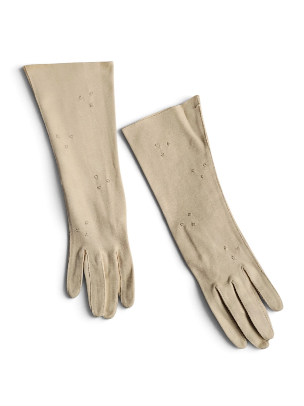 Vintage Holt Renfrew Made In Italy Long Gloves Embroidered Cotton 7
